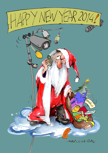 Cartoon: Happy New Year 2014 (medium) by Marlene Pohle tagged weihnachten,neujahr,2014,frohe,feiertage,grüße