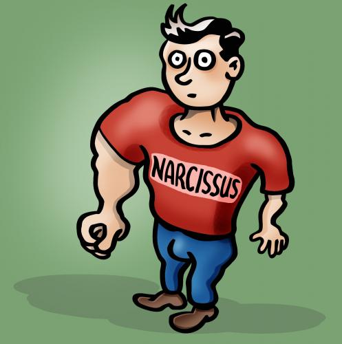 Cartoon: narcissus (medium) by illustrator tagged satire,joke,narcissus,arm,strong,hand,love,self,cartoon,illustration,gag,peter,welleman,illustrator