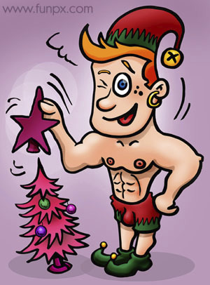 Cartoon: Pink Star (medium) by illustrator tagged cartoon,christmas,xmas,tree,dressing,up,pink,star