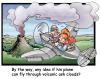 Cartoon: Vulcanic clouds are a problem (small) by illustrator tagged plane,aircraft,airplane,aeroplane,pilot,photo,vulcanic,vulano,volcano,cloud,poison,poisson,problem,danger,flying,flight,illustration,illustrator,cartoon,peter,welleman,gag