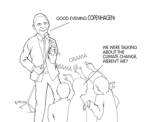 Cartoon: obama speech (medium) by Conntra tagged obama,copenhaguen,climatechange,global,warming