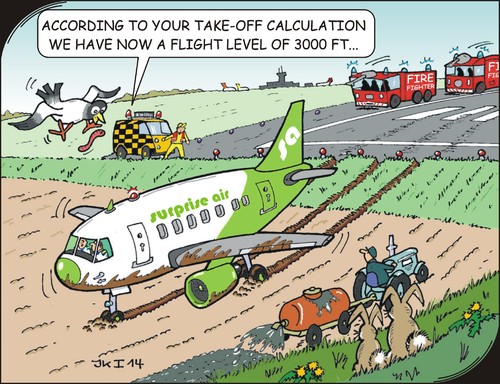 Cartoon: Calculations (medium) by JotKa tagged plane,flying,start,landing,runway,airport,leisure,travel,sun,beach,sea,fire,brigade,air,traffic,control,supervisors,field,peasant,farmer,tractor,manure,fertilizing,bunnies,birds,worms,worm,bird,rabbit,lighting,tower,airline,emergency,rescue,accident,luck,bad,agriculture,farming,lamp,lights,blue,light,siren,pilot,copilot,calculations,surprise,engines,motors,controllers