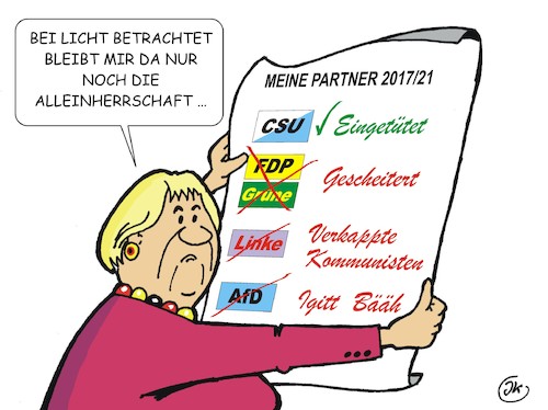 Cartoon: Partnersuche (medium) by JotKa tagged bundestagswahl,2017,koalitionen,sondierungen,differenzen,sondierunggespräche,neuwahlen,cdu,csu,fdp,grüne,spd,afd,linke,politiker,parteien,bundespräsident,regierungsbildung,bundesregierung,jamaika,jamaikakoalition,spitzengespräch,bundestagswahl,2017,koalitionen,sondierungen,differenzen,sondierunggespräche,neuwahlen,cdu,csu,fdp,grüne,spd,afd,linke,politiker,parteien,bundespräsident,regierungsbildung,bundesregierung,jamaika,jamaikakoalition,spitzengespräch