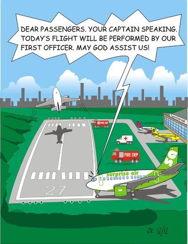 Cartoon: Oh my god (medium) by JotKa tagged travel,airport,holiday,jokes,fun,pilot,copilot,flights,cheap,flying,of,fear