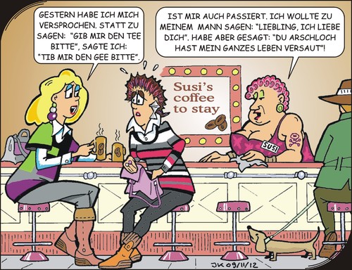 Cartoon: Versprochen (medium) by JotKa tagged go,stay,frust,dackel,kaffee,mode