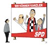 Cartoon: Kandidaturen 1 (small) by JotKa tagged bundestagswahl bundeskanzler kanzlerkandidaten spd politik wahlen