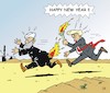 Cartoon: Neujahrsgrüße aus Washington (small) by JotKa tagged neujahrsgrüße,trump,mullahs,teheran,washington,usa,iran,irak,us,botschaft,krise,atomabkommen,sanktionen,stellverteterkriege,militär