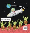 Cartoon: Trump fliegt zum Mars (small) by JotKa tagged donald trump mars mond erde weltraum raumfahrt nasa forschung technik rakete grüne männchen marsmenschen willkommen heimat heimweh
