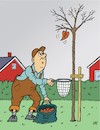 Cartoon: Wenn das Herbstlaub fällt (small) by JotKa tagged jahreszeiten,herbst,bäume,laub,blätter,gartenarbeit,gartenfreunde,natur