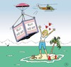 Cartoon: Woman on lonely island (small) by JotKa tagged island,woman,beach,lake,rescue,sar,airplane,helicopter,stylish,ocean,palms,parachute