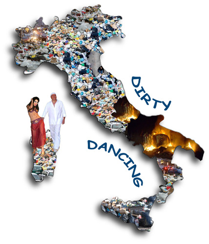 Cartoon: Dirty Dancing (medium) by azamponi tagged berlusconi,italy,garbage,satire