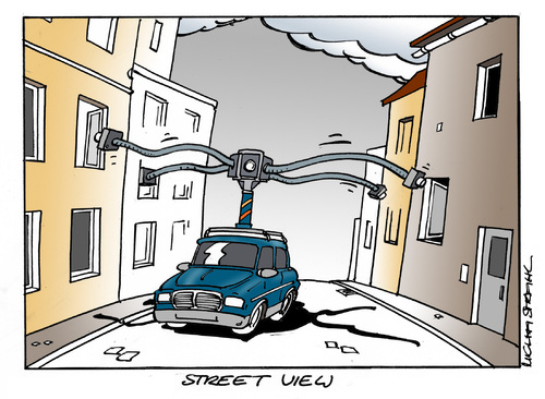 Cartoon: Street View (medium) by Micha Strahl tagged micha,strahl,street,view,kamerafahrten,datensammlung,kamerafahrten,datensammlung,kamera,daten,überwachung,big brother,big,brother