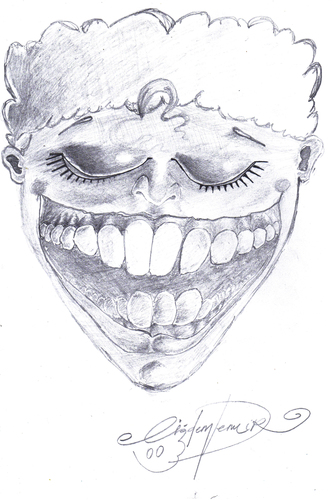 Cartoon: LAUGH (medium) by CIGDEM DEMIR tagged smile,laugh,man,people,happiness,cartoon,portre