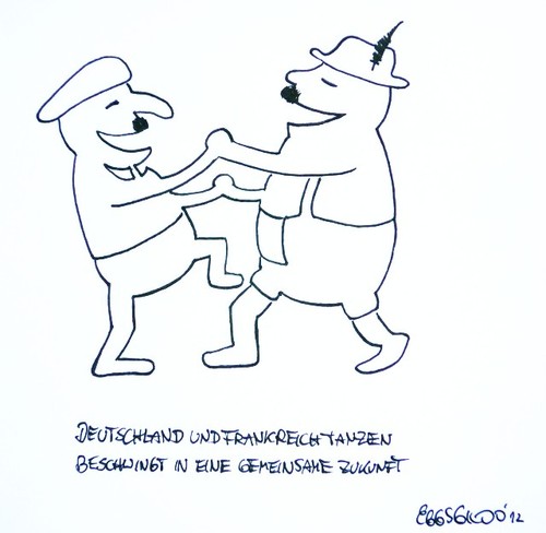 Cartoon: 50 Jahre Elysee Vertrag (medium) by Eggs Gildo tagged elysee,vertrag,deutschland,frankreich