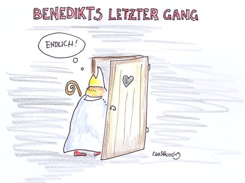 Cartoon: Benedikts letzter Gang (medium) by Eggs Gildo tagged bendedikt,papst