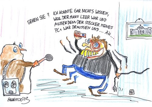 Cartoon: Der Minister ist unschuldig (medium) by Eggs Gildo tagged euro,hawk,drohnen,verteidigungsminister,thomas,de,maiziere