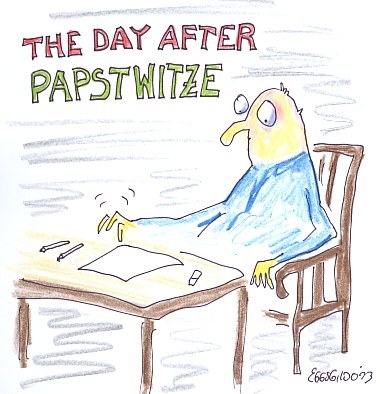 Cartoon: The Day After (medium) by Eggs Gildo tagged papst,rücktritt,papstwitze