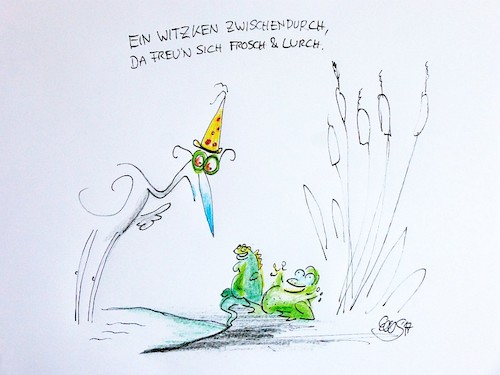 Cartoon: Tierwitz (medium) by Eggs Gildo tagged storch,frosch,lurch,fressen