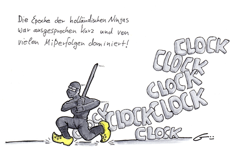 Cartoon: Holland-Ninja (medium) by bertgronewold tagged holland,holzschuhe,ninja,schwert