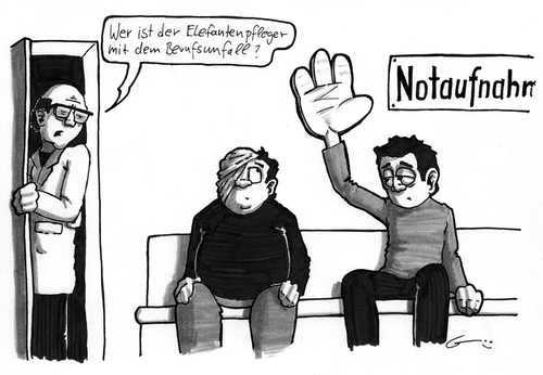 Cartoon: Notfall (medium) by bertgronewold tagged hand,elefant,unfall,notfall