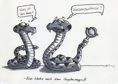 Cartoon: Rasselbande (medium) by bertgronewold tagged schlange,prothese,kassenpatient,klapperschlange