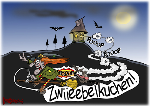 Cartoon: Hexenzauber (medium) by karicartoons tagged zaubern,zauberkraft,zauberei,zauber,verdauung,reiten,pupsen,pups,katze,karneval,hexerei,hexenflug,hexe,herbst,halloween,furzen,furz,fliegen,fasching,cartoon,blähungen,besen