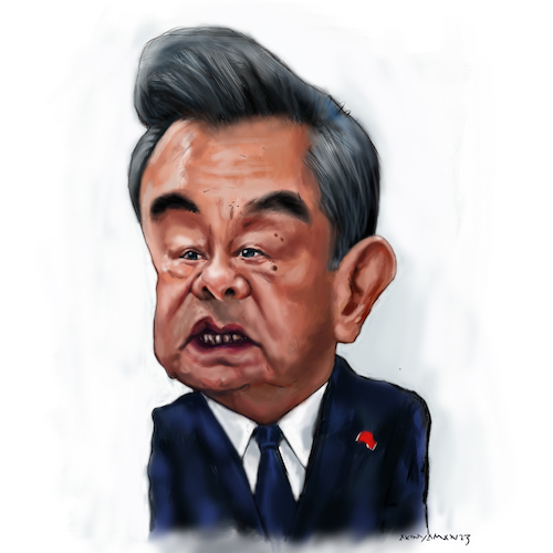 Cartoon: wang yi (medium) by AkinYaman tagged china,chinese,charicature