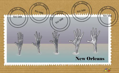 Cartoon: New Orleans 2005 (medium) by bernie tagged usa,bush,