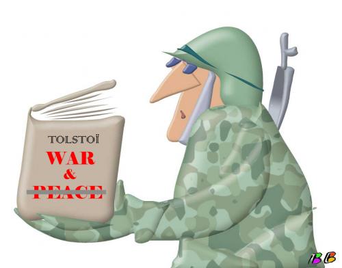 Cartoon: Tolstoi for soldier (medium) by bernie tagged war,