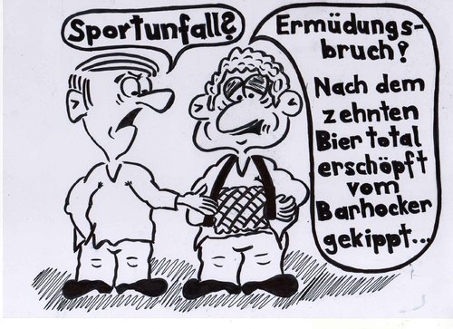 Cartoon: Armbruch (medium) by Marcello tagged sportverletzung,biertrinken