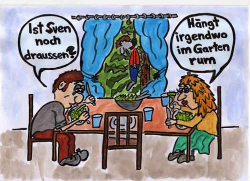Cartoon: Sven hängt im Garten rum (medium) by Marcello tagged rumhängen