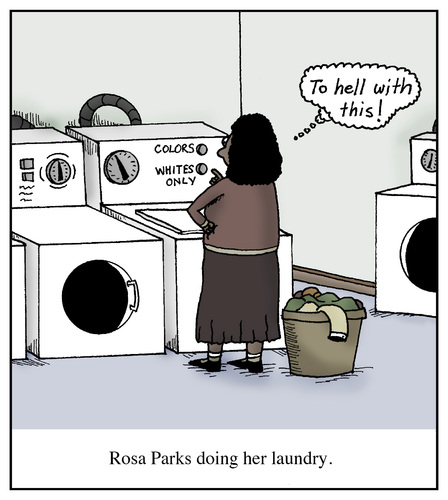 Cartoon: Rosa Parks doing her laundry (medium) by Humoresque tagged race,racism,racial,racist,racists,black,history,prejudice,discrimination,civil,rights,movement,rosa,parks,equal,equality,inequality,laundry,laundromat,laundromats,clothing,washer,washers,dryer,dryers,african,american,americans