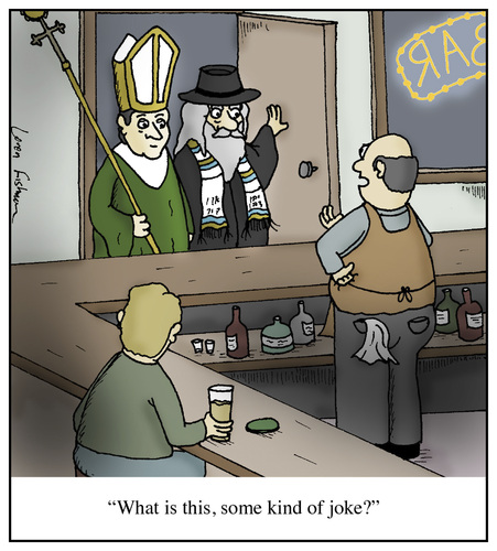 Cartoon: Some Kind of Joke (medium) by Humoresque tagged jews,jew,rabbis,rabbi,pope,jokes,joke,pubs,pub,bars,bar,jewish,judaism,catholic,catholics,christian,christians,bartender,bartenders,bartending,religious,religions,priest,priests,clergy,cleric,clerics,clerical,faith,interfaith,faiths