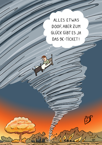 Cartoon: 9 Euro Ticket (medium) by Dodenhoff Cartoons tagged globus,klima,umwelt,verdrängung,krieg,hunger,atomwaffen,putin,erderwärmung,weltlage,globus,klima,umwelt,verdrängung,krieg,hunger,atomwaffen,putin,erderwärmung,weltlage