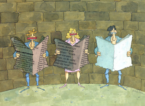Cartoon: gazete sansur (medium) by Gölebatmaz tagged sansur,gazete,basin,baski,demokrasi