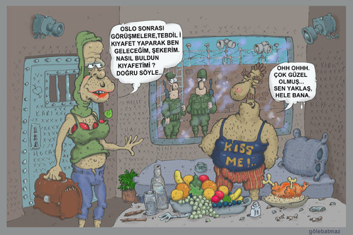 Cartoon: imrali gorusmeleri (medium) by Gölebatmaz tagged tayyip,akp,apo,imrali,oslo,gorusme,devlet,pkk