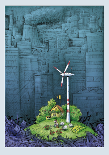 Cartoon: Ein grüner Fleck (medium) by kurtu tagged erneuerbare,urbanisierung,energien,urbanisierung,erneuerbare,energien