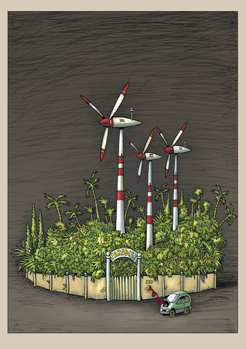 Cartoon: Ökoparadies (medium) by kurtu tagged elektroauto,auto,strom,paradies,erneuerbare,energien,elektroauto,auto,strom,paradies,erneuerbare,energien