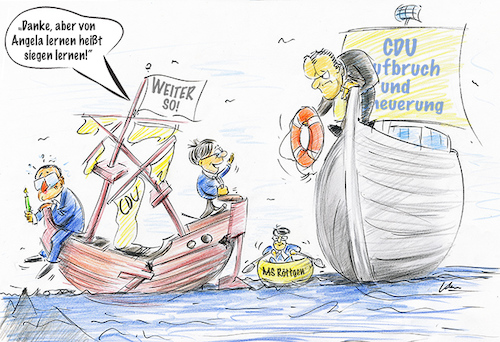 Cartoon: Hauptsache Kanzler (medium) by kugel2020 tagged cdu,wahl,merz,laschet,röttgen,vorsitzender