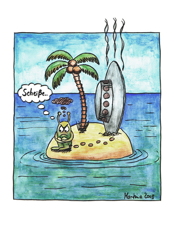 Cartoon: einsame Insel... (medium) by martinchen tagged alien,insel