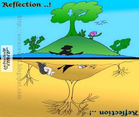 Cartoon: Reflection..!! (medium) by asrus tagged nature