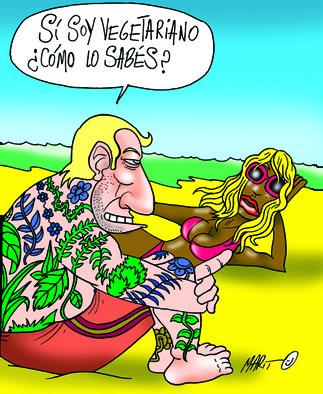 Cartoon: VEGETARIANO (medium) by Mario Almaraz tagged playa,pareja