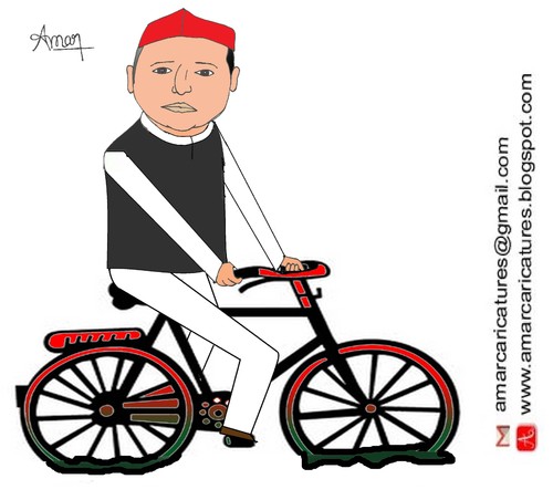 Cartoon: Akhilesh Yadav Caricature (medium) by Amar cartoonist tagged akhilesh,yadav,caricature,amar