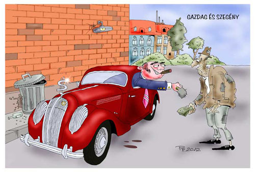 Cartoon: Schwarte Rich man poor man (medium) by paraistvan tagged spot,car,poor,rich,schwarte,man