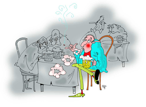 Cartoon: Smoking is healty (medium) by paraistvan tagged smoking,health,drink,restaurant