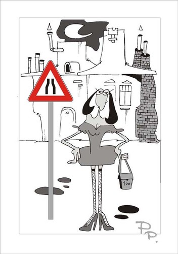 Cartoon: Traffic sign (medium) by paraistvan tagged sign,traffic,woman