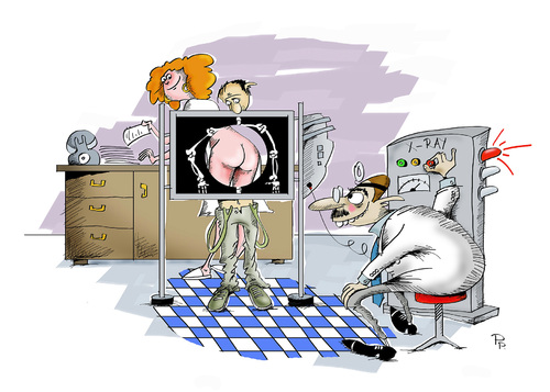 Cartoon: X-Ray (medium) by paraistvan tagged medic,radioscopy,röntgenarzt,woman,tehnology,xray