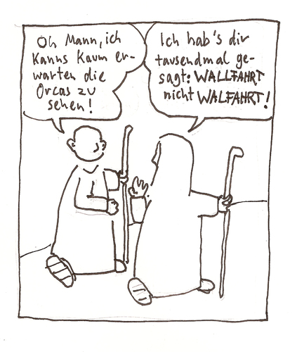 Cartoon: Abgelehnter Cartoon - Wallfahrt (medium) by Tobias Wieland tagged tobias,wieland,neid,wallfahrt,bibel