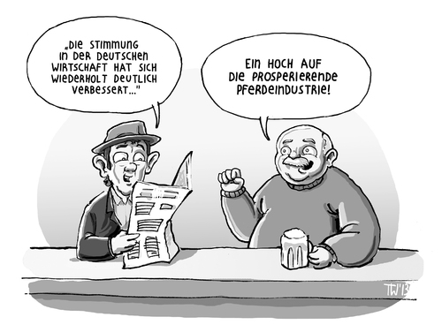 Cartoon: IFO-Pferd (medium) by Tobias Wieland tagged ifo,wirtschaft,aufschwung,stimmung,pferd,pferdefleisch,skandal,aigner,verbraucher,verbraucherschutz,lasagne,karikatur,cartoon,tobias,wieland,index,export