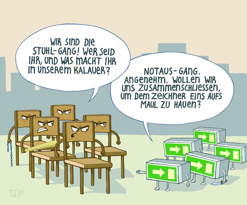 Cartoon: worst Kalauer ever (medium) by Tobias Wieland tagged stuhl,notausgang,kalauer,stuhlgang